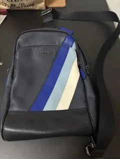 COACH ボディバッグ ショルダーバッグ　ストライプ ネイビー　ブルーのサムネイル