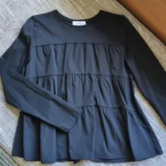 極美品　グリーンレーベルリラクシング　 秋冬　ブラック長袖　ティアード　重ね着