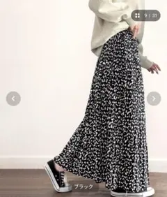 プリーツスカート M-L ブラック・ホワイト