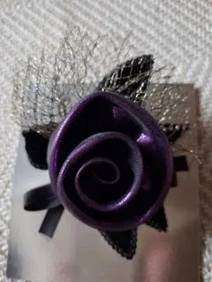 コサージュ　パープル　ブラック　バラ