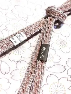 《新品》夏用　帯締　手組み　サーモンピンク　白　羅組　レース　夏単衣　帯締め