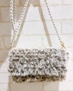 ファーショルダーバッグ グレー