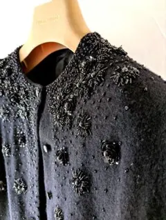 カーディガン刺繍黒