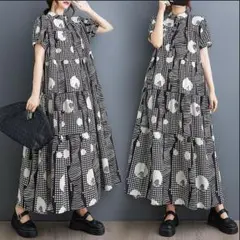 大きいサイズ レディース ロング　ワンピース　春夏 秋 新品 半袖　シャツ