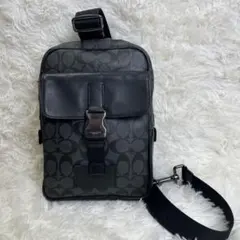 コーチ COACH ボディバッグ メンズ シグネチャー ブラック クロスボディ