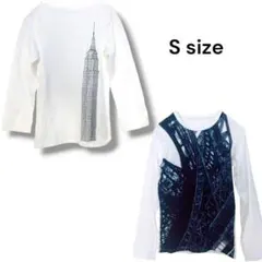 ロンT 長袖Tシャツ まとめ売り S 白 エンパイアステートビル エッフェル塔