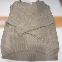 GLOBAL WORK ケーブルニット セーター ベージュ FREE