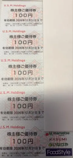 ユナイテッドスーパー 株主優待割引券 3000円分（100円30枚）のサムネイル