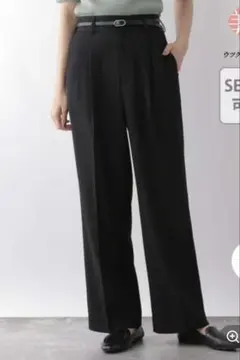 GLOBAL WORK ブラック ウツクシルエットワイドパンツ Lサイズ