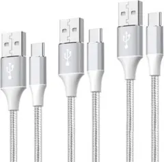 新品USB ケーブル タブレット用 タイプc 【3本セット 1m/1m/2m】白