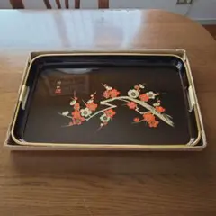讃岐漆器 讃岐角盆漆塗り木製 盆 2枚セット 蘭の絵柄 漆器風 - メルカリ