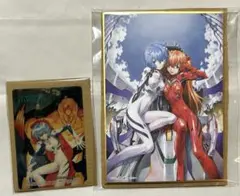 t*読様 貞本義行「新世紀エヴァンゲリオン」色紙 アスカ&綾波レイ　➕　カード