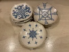 陶器 小皿 8枚セット 藍色模様のサムネイル