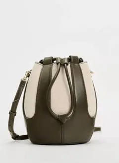 ZARAコンビサック巾着型ショルダーバッグ