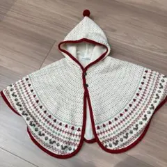 familiar ベビーポンチョ 60-90cm アイボリー/赤