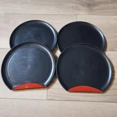 黒赤デザイン皿 4枚セット