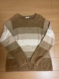 NAVY ストライプニット Lサイズのサムネイル