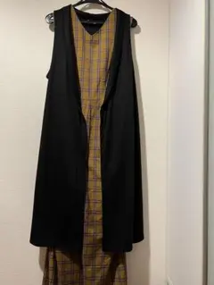 オペークドットクリップ＊ブラック ショールカラー ベルテッド ロングジレ 美品M