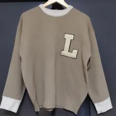 LOGAN × Samansa Mos2 ワッペン付 配色 クルーネックニット