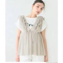 【新品・未使用・タグ付き】coca コカ グレー チュールVネックトップス L