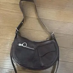 レザーショルダーバッグ ダークブラウン