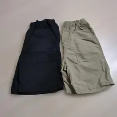 ユニクロ　キッズ　ギアショートパンツ　160 黒　ベージュ　セット