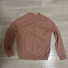 ユニクロ　クールネックカーディガン　L ピンク　コットン100%