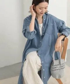 ライトコットンデニムシャツワンピース