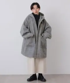 【0118-3】フード付きミドル丈コート