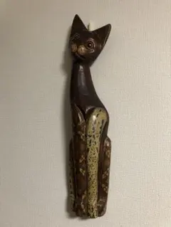 木彫り 猫 置物 2体セット バリ島 特大 - メルカリ