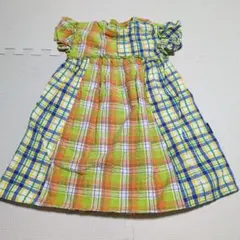 カラフルチェック柄半袖ワンピース 120cm 美品