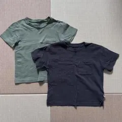 カーキ・ネイビー 無印Tシャツ 2枚セット