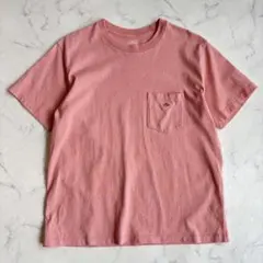 ダントン　ワッペンロゴTシャツ　【M】　ピンク　胸ポケット　半袖　コットン　無地のサムネイル