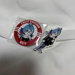 CRAZY RACCOON CRストア ステッカー付き缶バッジ　Meiy