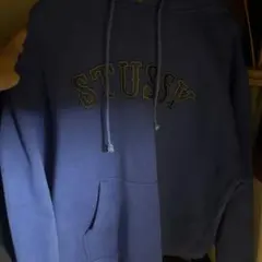 I*!様 STUSSY 青 パーカー フロントポケット付き