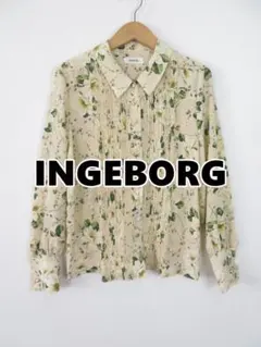 インゲボルグ 花柄 レース タック 長袖シャツ ブラウス INGEBORG