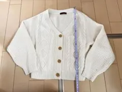 アイボリー ケーブルニットカーディガンM