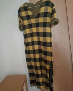 ZARA　チェック　ロングワンピース