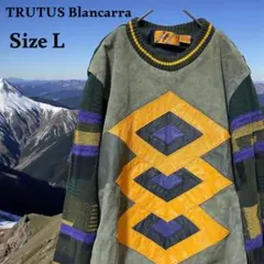 【美品】TRUTUS Blancarra レザー切替 デザインニットビンテージ