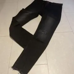 NO ID. ブラック ダメージスキニーデニム サイズ1
