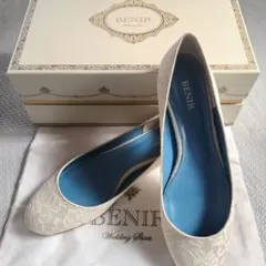 BENIR ウェディングシューズ 1cmヒール アイボリー
