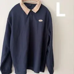 SHEIN 長袖ポロシャツ ネイビー Lサイズ