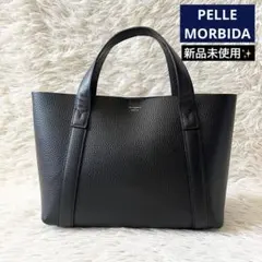 新品✨ペッレモルビダ　テーラマリーナ　ミニトートバッグ　ブラック　レザー　シボ革
