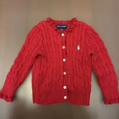 Ralph Lauren 赤 ケーブルニット カーディガン 2T