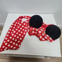 ミッキー風耳付き赤水玉カチューシャ　ディズニーコスチューム