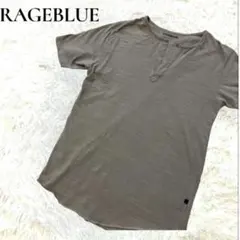 【レイジブルー】キーネック 半袖Tシャツ ベージュ系 綿100% スラブ調のサムネイル