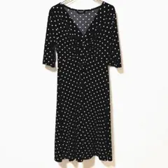 ✨良品✨ ロデオドライブ ワンピース Vネック レトロ ドット 黒 美ライン
