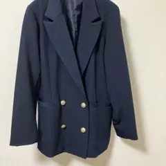 ネイビー ダブルブレスト テーラードジャケット
