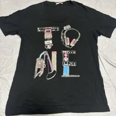 メンズM身幅45オーディオ機器グラフィック Tシャツ ブラックのサムネイル