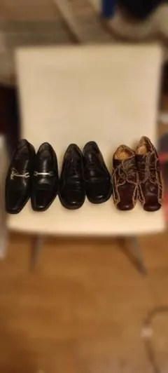 黒いレザー ローファー3つセット